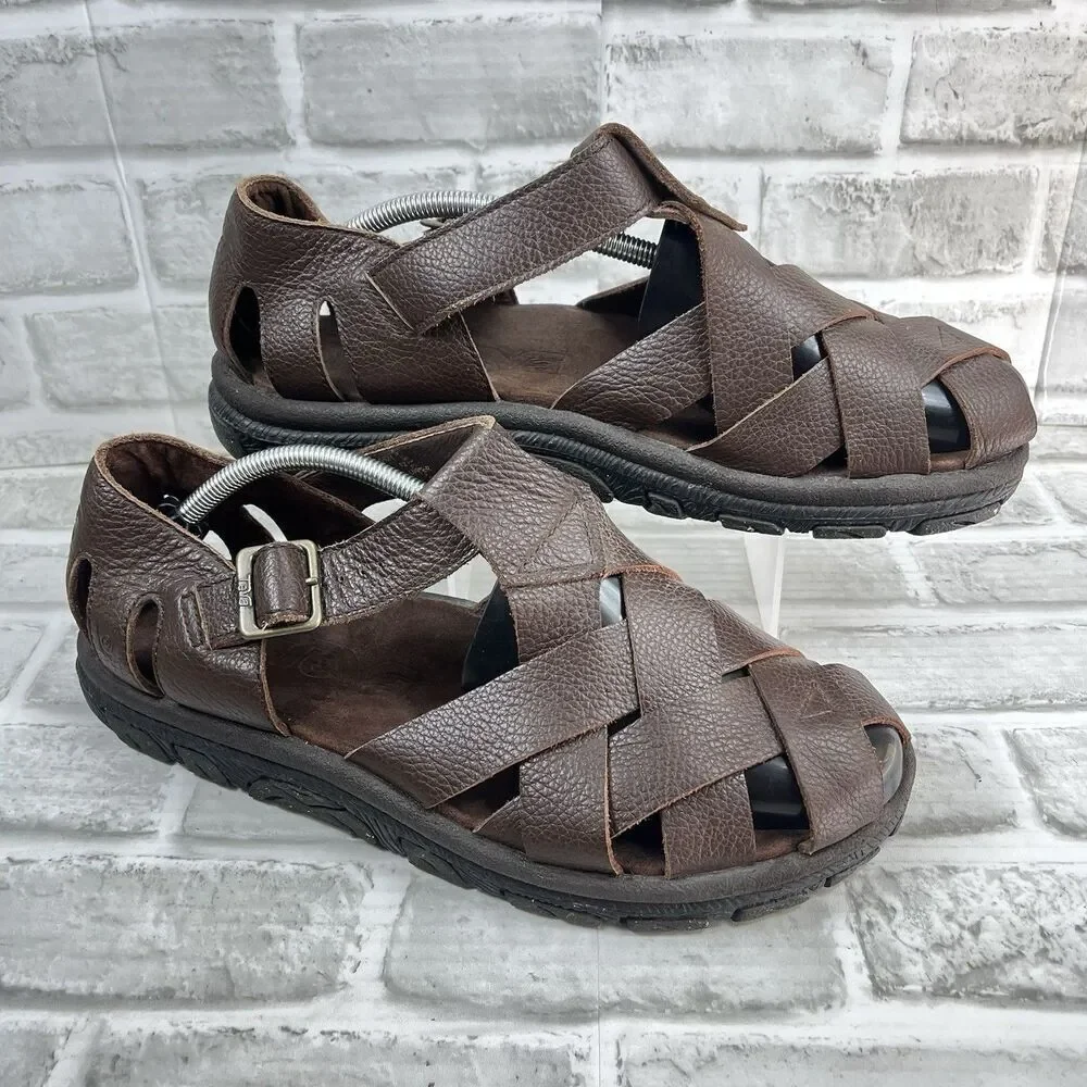 Teva Cross Up Men's Size 12 Brown Soft Leather Strappy Fisherman Comfort Sandal